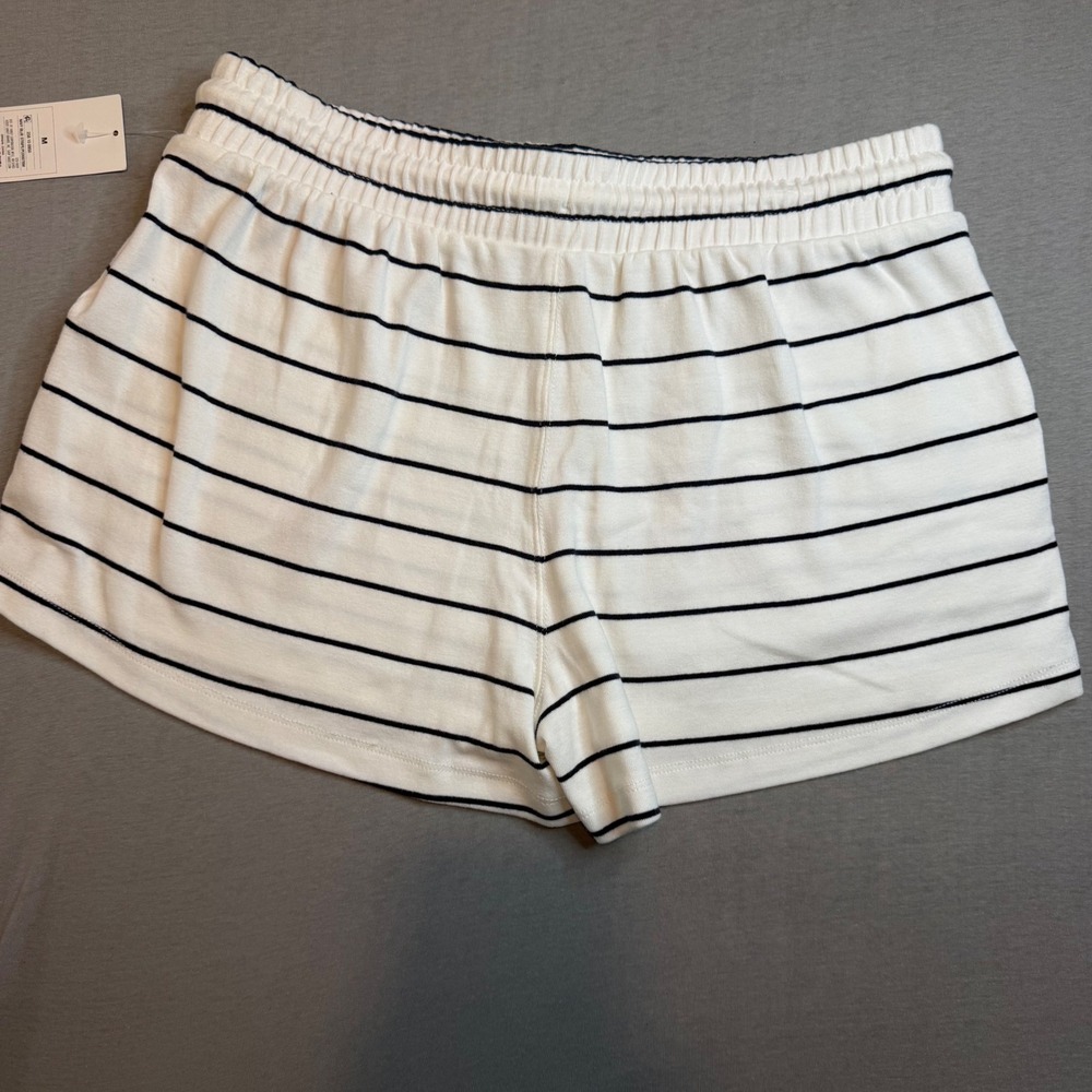 Parke for Target Navy Blue Striped Lounge Shorts White Cotton Blend new M - Picture 2 of 5